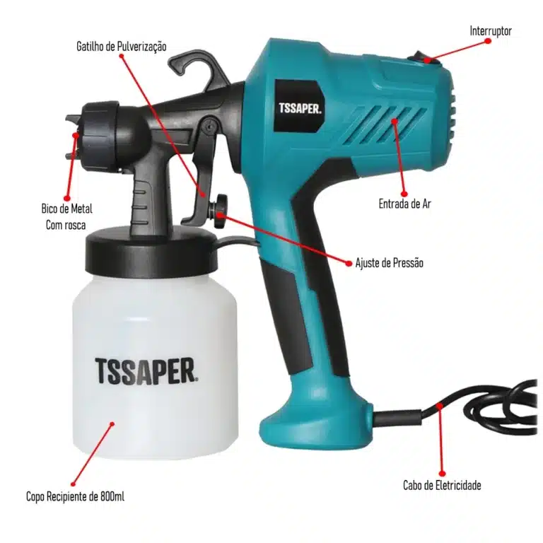Pistola Elétrica para Pintura com Compressor Tssaper